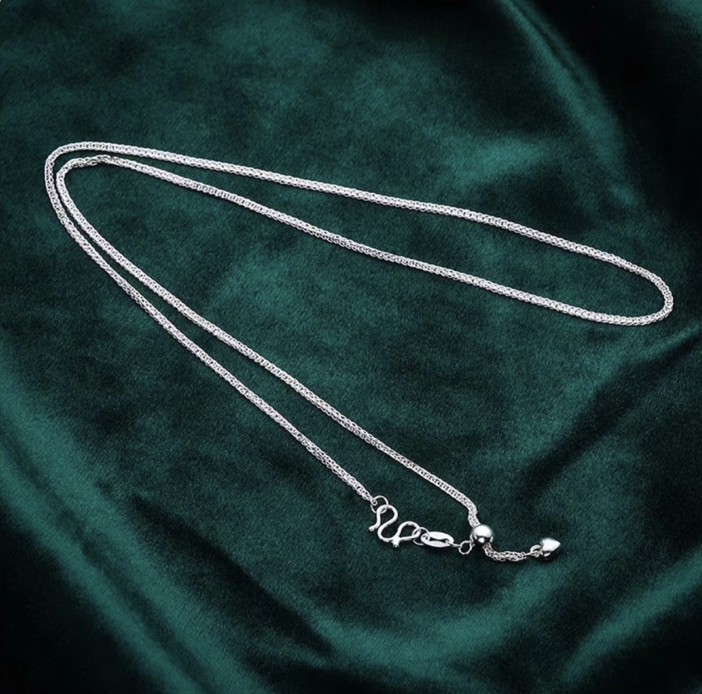 足银999万能抽拉肖邦链可调节长度简约百搭银链子女生甜美锁骨链