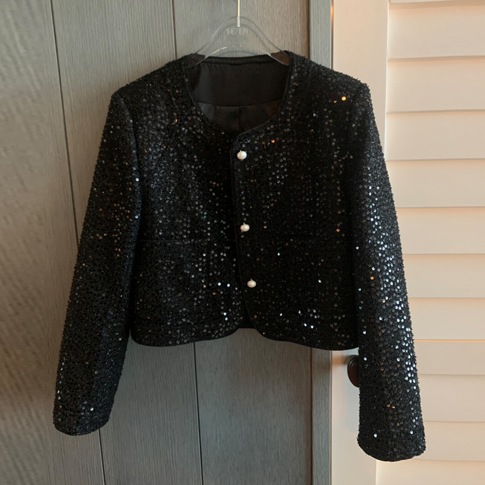 小香风名媛气质闪珠片短外套
