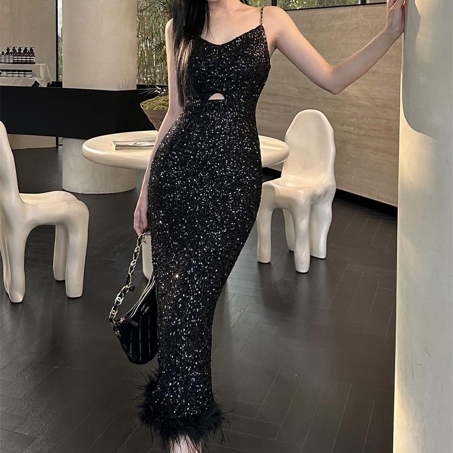 网红主播高级感纯欲性感连衣裙