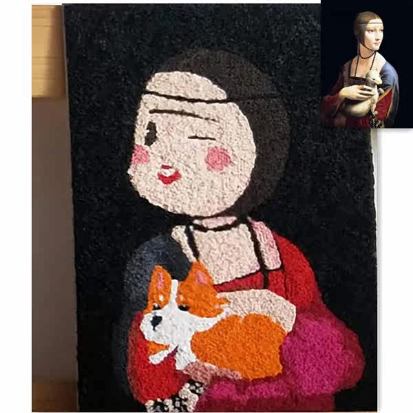 新品卡通世界名画系列纸浆画材料包抱银鼠的女人蒙娜丽莎手工礼物
