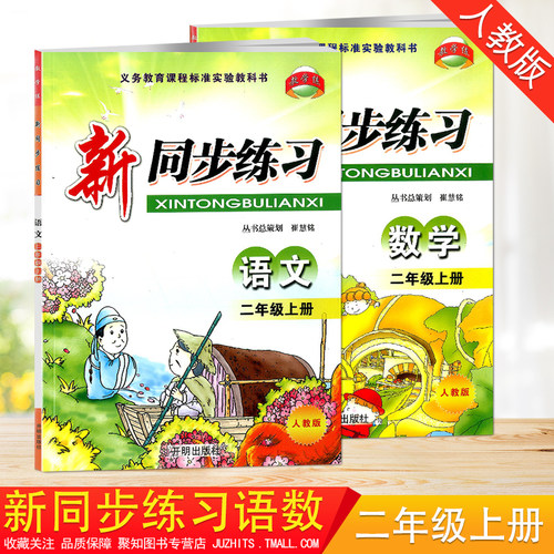 二年级语文+数学人教版RJ 全套2本