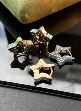 新款五角星绿松石耳环设计甜酷风夏季法式高级轻奢五角星S925耳环