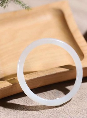 玉器工艺品天然新疆和田玉青海料羊脂级白玉细条镯玉镯女款供应链