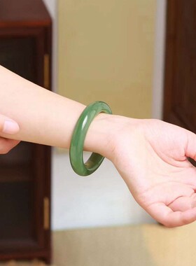 玉器工艺品天然新疆和田玉俄料碧玉老料猫眼素面镯女手镯直播供货