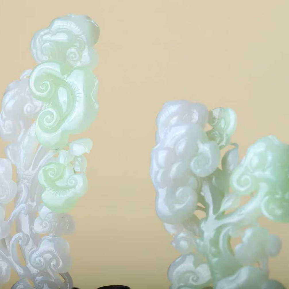 玉石工艺品天然新疆和田玉青海料老料俏翠色如意玉石摆件附证书