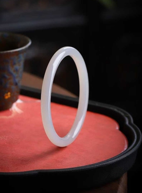 天然新疆和田玉玉器工厂店青海料老料烟紫色圆条镯简约女款手饰