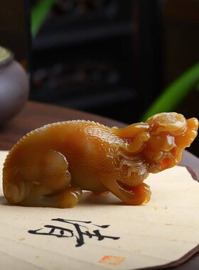 和田玉工厂店天然新疆和田玉且末糖料老料满糖色貔貅@手把件带证