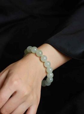 和田玉晴水手串青海料晴水色