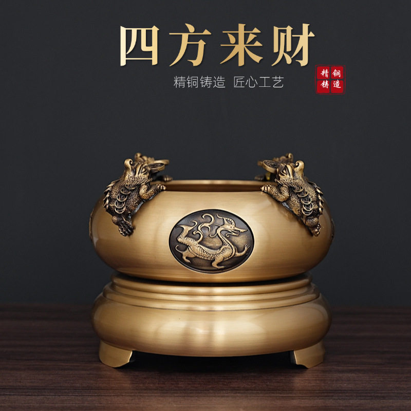 黄铜香炉全铜四方来财双色古铜炉子创意装饰炉摆件家居落地摆件,特色手工艺,西藏古代铜雕,淘宝优惠券,粉丝福利购,淘宝优惠卷