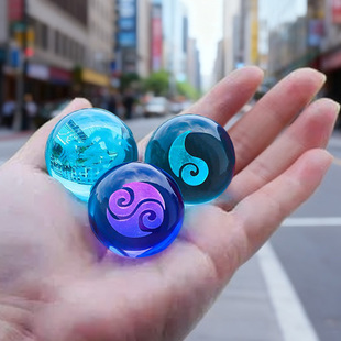 封神影视动漫周边小号混元 珠哪吒敖丙灵珠魔丸小水晶球玻璃球摆件