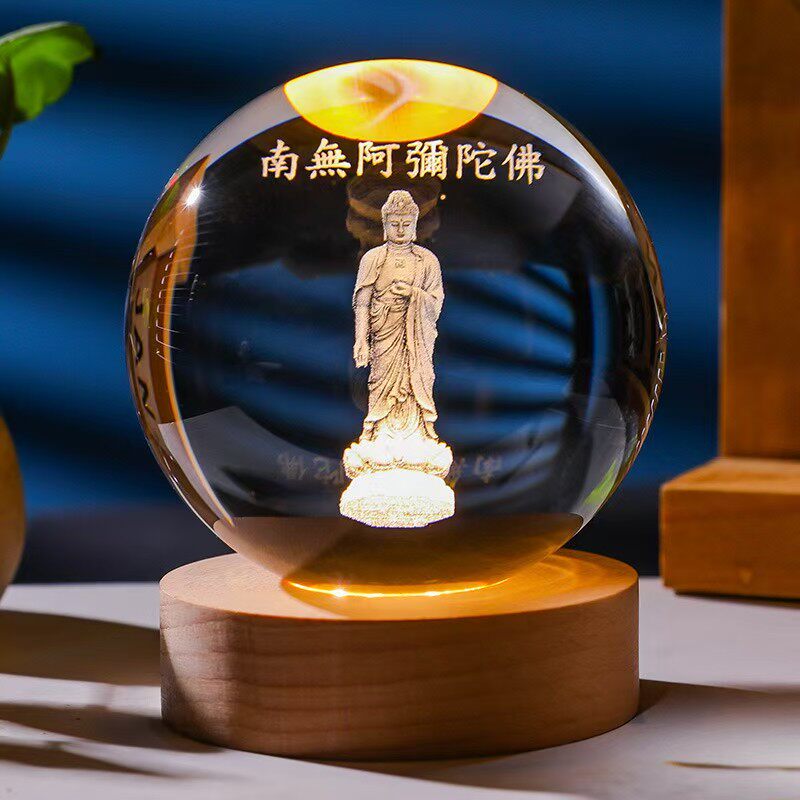 发光水晶球小夜灯观音菩萨图片