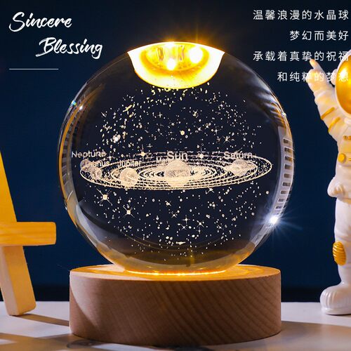 创意发光水晶球星空小夜灯