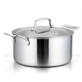 顺发 SFJGSBTG24晶钢双柄汤锅304不锈钢复合三层钢无涂层电磁炉