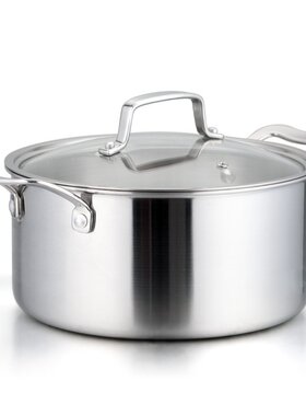 顺发 SFJGSBTG24晶钢双柄汤锅304不锈钢复合三层钢无涂层电磁炉