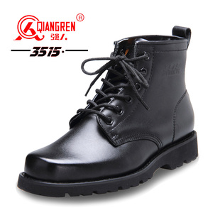 靴皮靴高帮鞋 真皮男靴马丁靴户外耐磨工装 男冬季 强人3515薄绒皮鞋