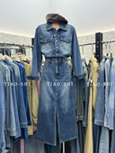 复古牛仔连衣裙女收腰显瘦一步中长款 欧洲站2025秋冬新款 时尚 裙子