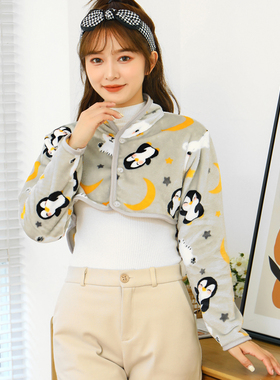 秋冬季法兰绒加厚保暖护肩睡眠保护肩膀的护劲椎坎肩睡觉月子哺乳