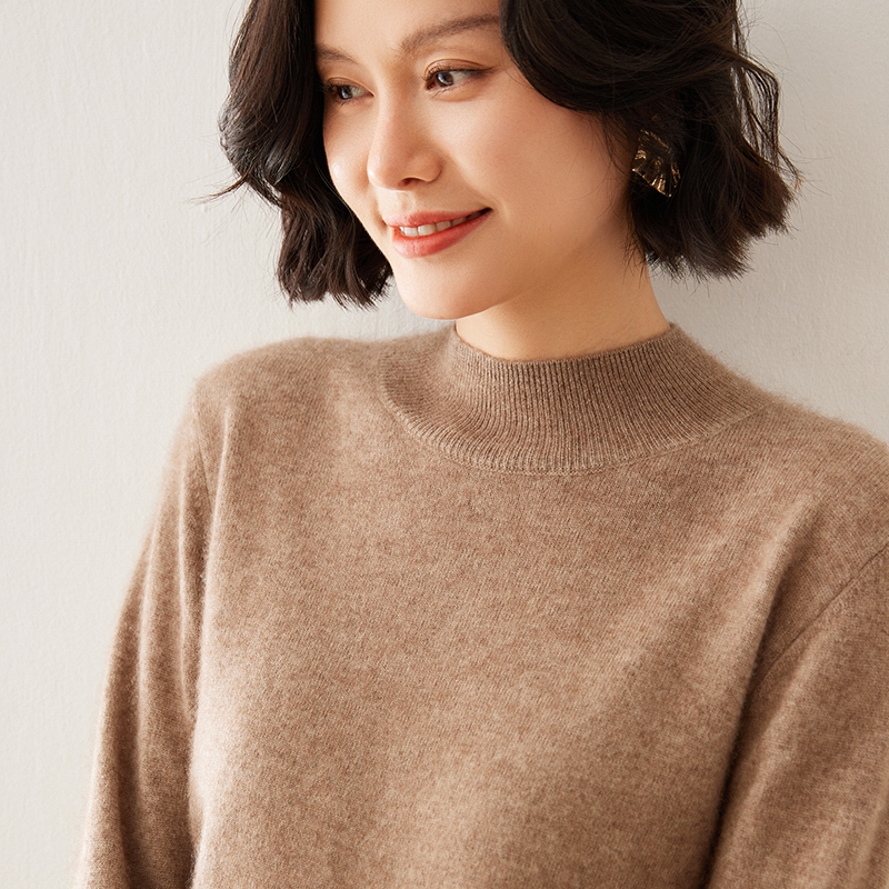 100%山羊绒高领针织打底毛衣女