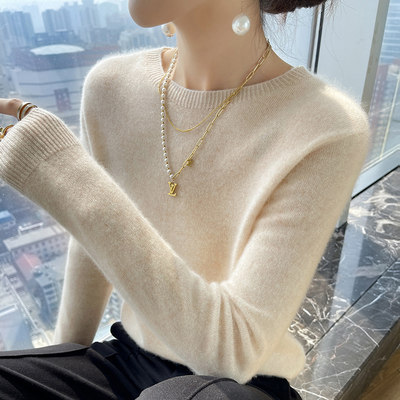 圆领100%山羊绒衫新款打底衫毛衣