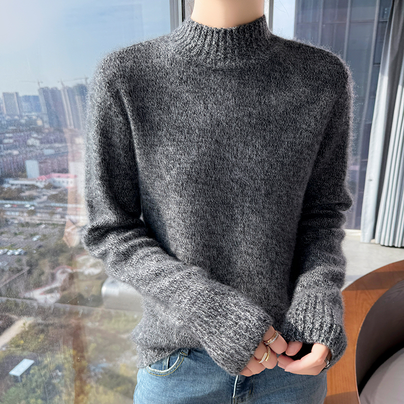 长袖套头半高领简约山羊绒