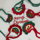 圣诞节10厘米棉花娃娃衣节日礼物手工钩织口水巾自嘲熊可爱围兜