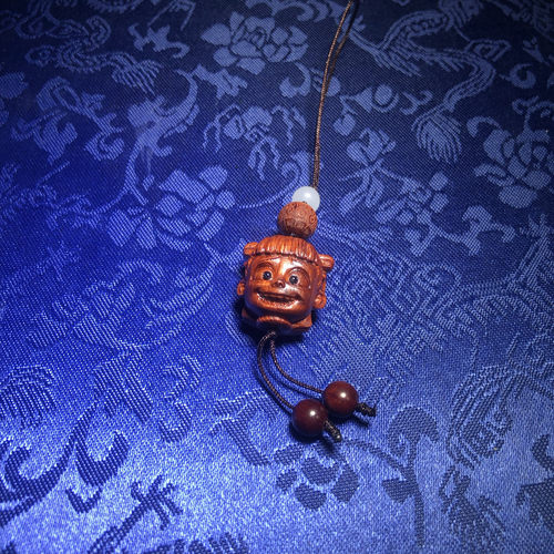 精品非洲紫檀木木作精雕刻哪吒木雕文玩小挂件手机链包包挂