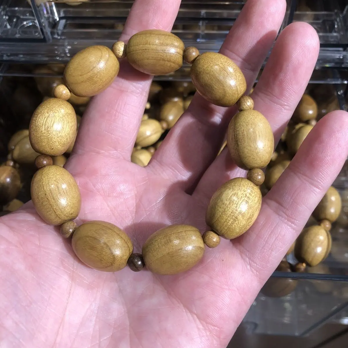 精品金丝楠木枣珠造型单圈手串佛珠手链文玩木珠小礼品