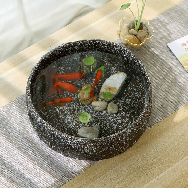 大口径陶瓷大号花盆仿石多肉花盆无孔铜钱草绿萝睡莲水培绿植物盆