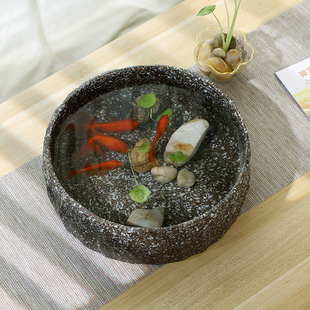 大口径陶瓷大号花盆仿石多肉花盆无孔铜钱草绿萝睡莲水培绿植物盆