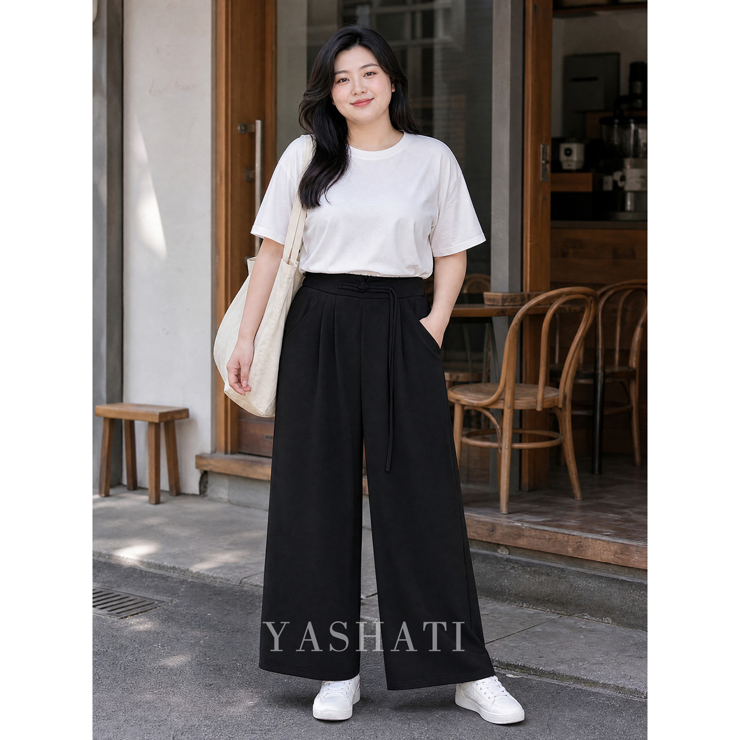 娅莎媞大码女装 200斤胖mm宽松显瘦高腰直筒裤阔腿裤休闲裤 女