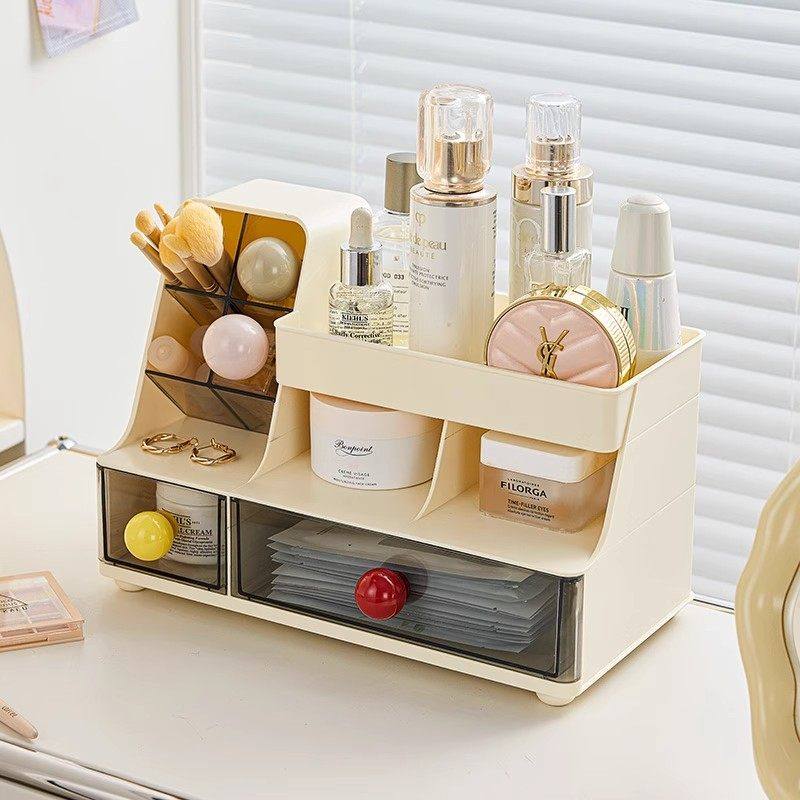 多层家用桌面抽屉式化妆品日式收纳盒化妆镜置物架分格口红收纳盒,收纳整理,化妆品收纳架,淘宝优惠券,粉丝福利购,淘宝优惠卷