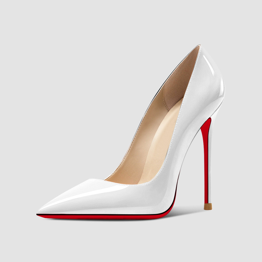 2026新款12cm黑色高跟鞋女细跟气质尖头性感职业白色大码红底单鞋