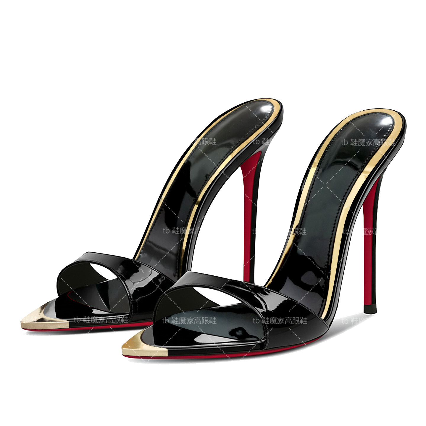 金属尖头红底高跟鞋凉拖鞋女夏2026年新款细跟小众气质外穿半拖鞋