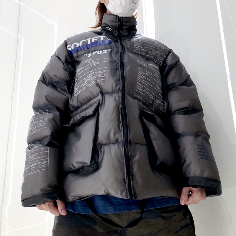 嘻哈潮牌棉服大衣男女加厚保暖棉衣PVC面包服情侣冬季御寒防风