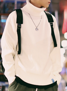 PSO Brand 嘻哈百搭秋冬保暖纯色情侣高领毛衣休闲宽松慵懒针织衫
