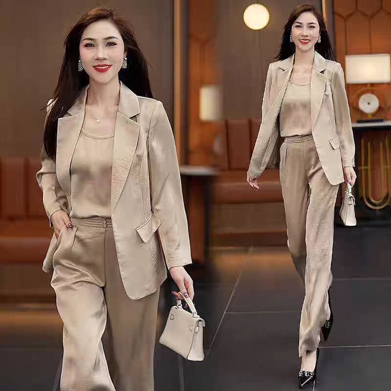 休闲西服套装女2025秋季新款时尚气质长袖西装吊带职业装女三件套