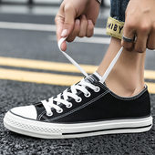 黑色低帮百搭平底休闲鞋 新款 牛筋男士 秋季 环球帆布鞋 平底板鞋 男鞋