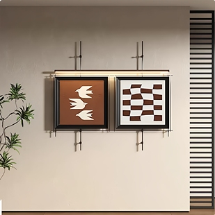 现代装饰画酒店立体金属装置画饭店茶室金属杆挂画玄关沙发墙灯饰