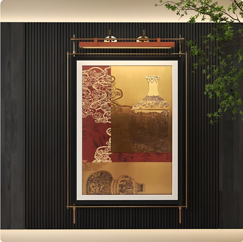 现代中古风挂画玄关客厅壁画