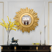 铁艺壁挂镜子金属艺术雕塑壁饰大型酒店大堂酒吧会所软装 墙饰