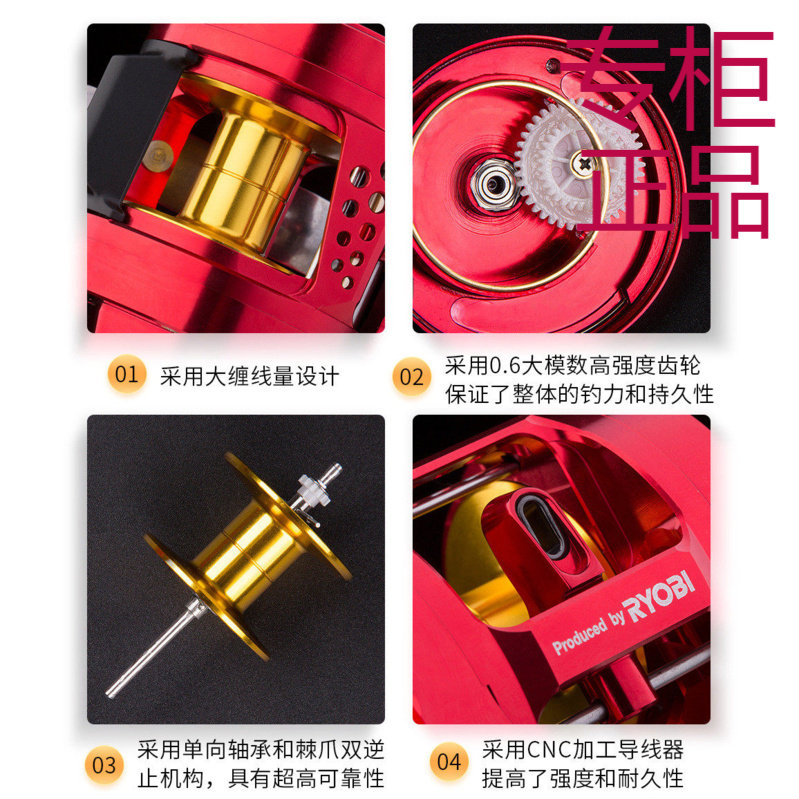 RYOBI/利优比鲨王鼓轮全金属防炸线路亚近海打黑鱼线轮可视锚鱼轮