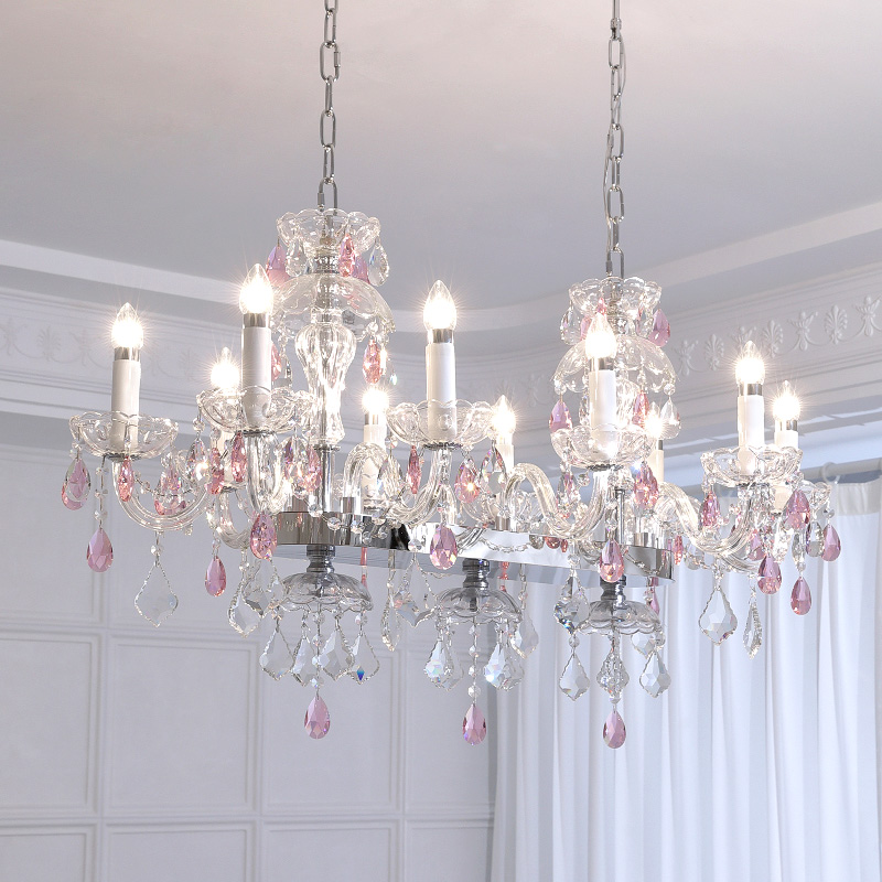 轻法式水晶灯餐厅吊灯粉色轻奢高级感吧台餐桌灯饭桌岛台2025新款