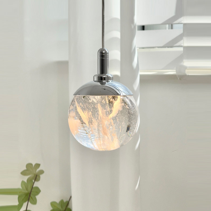 现代简约小吊灯高级感卧室床头玄关过道意式极简设计师款水晶吊线