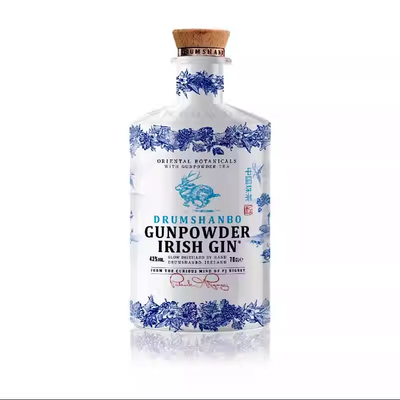 爱尔兰GUNPOWDER IRISH GIN鹿角兔青花白瓷珍藏版金酒 中国风送礼