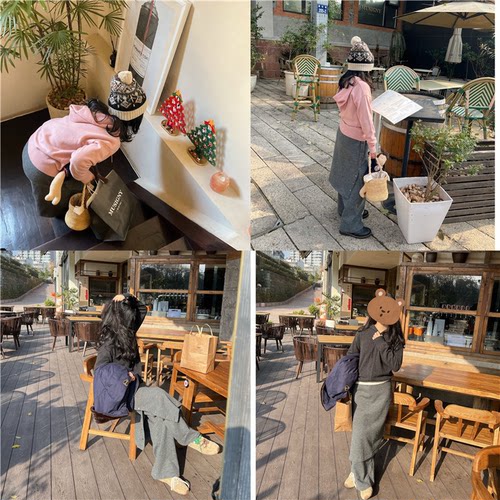 连帽拉链款羊毛毛衣时髦阔腿裙裤