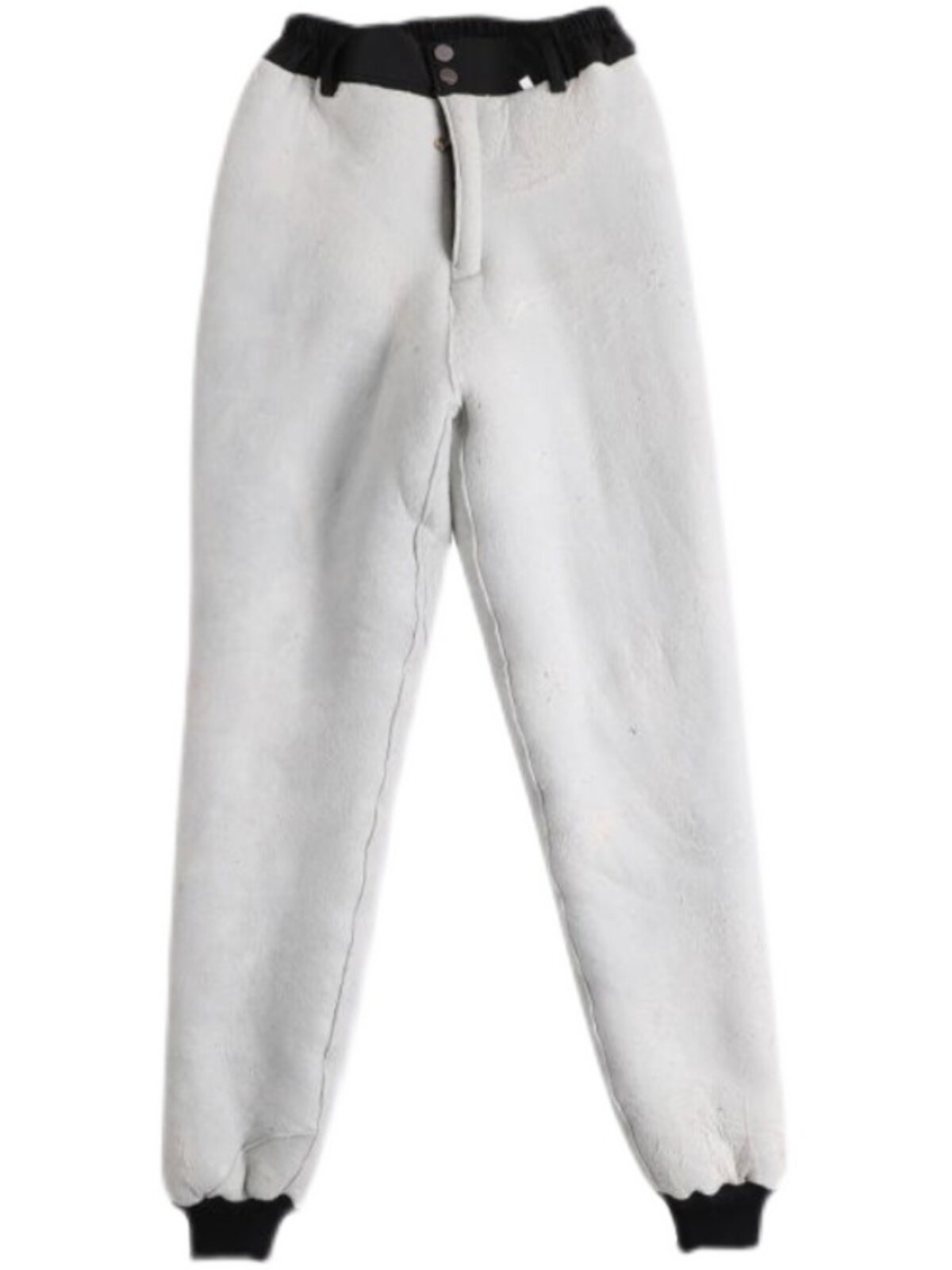 중년 및 노인 모피를위한 아빠의 양피 바지 남성과 여성을위한 올인원 따뜻한 두꺼운  가죽 바지 하이 웨이스트 방한 가죽 바지