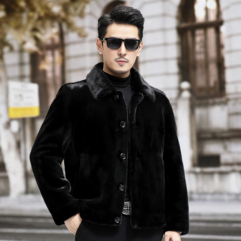 双面穿保暖绒黑色秋冬短款休闲丝绒感加厚男装外套2313