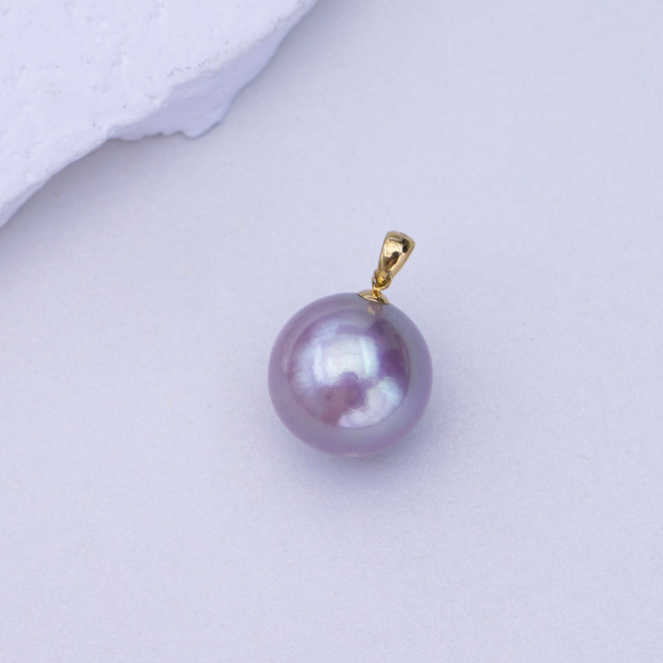 水钰珠宝 18K金 淡水珍珠 14-15mm 法兰西玫瑰珍珠吊坠ZH13448