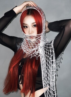 希希舞蹈爵士舞臀巾腰链编织网流苏闪显瘦性感配饰女辣妹肚皮舞
