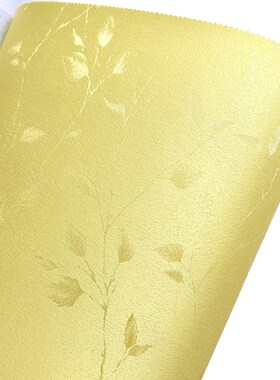 暗隐花金黄色壁布酒店咖啡厅卧室背景全屋无缝落叶黄橘黄明黄墙布
